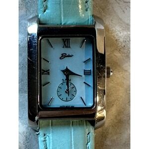 Belair Womens‎ Watch a4259-mop-1064 New Battery Green Strap Mother Of Pearl Dial